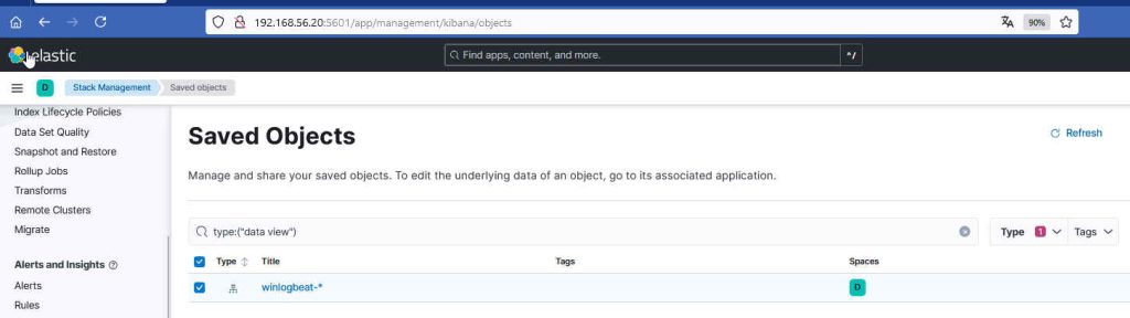 Kibana Saved Objects mit winlogbeat-Indexmuster