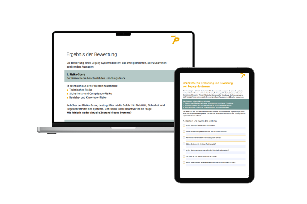 Laptop und Tablet mit Legacy-Assessment Inhalten
